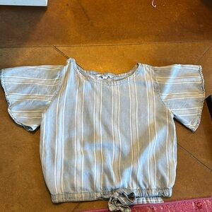 Faux denim striped top